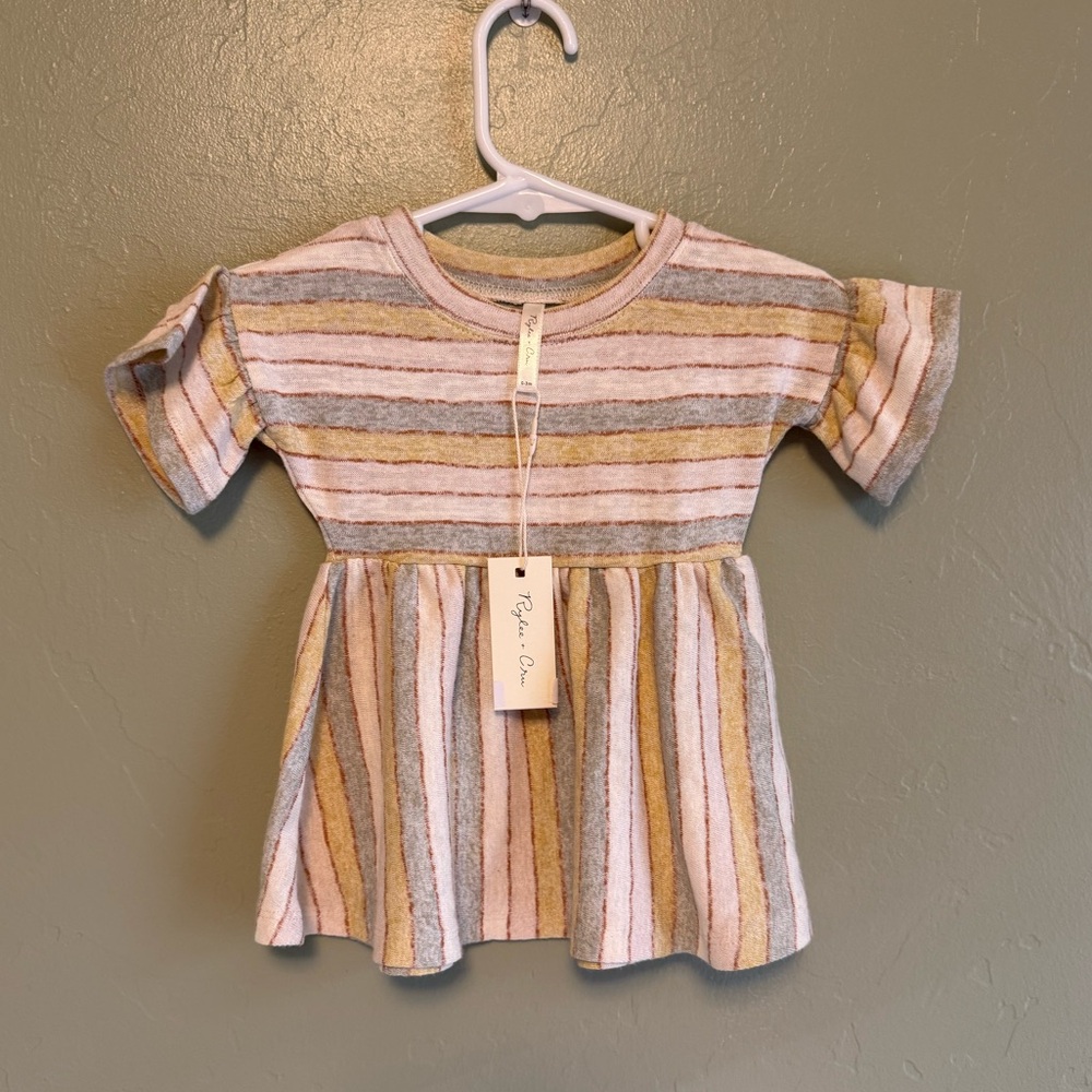 Rylee and cru babydoll dress carnival stripe 0-3 months nwt
